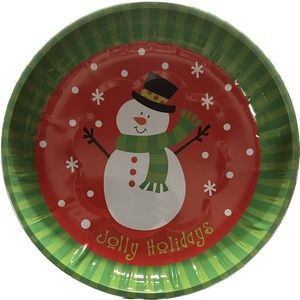 9.75” METAL SNOWMAN PLATTER CHRISTMAS HOLIDAY SERVE WARE DINING DECOR COOKIES